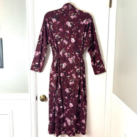 J. Jill Sleep Ultrasoft Shawl Collar long Robe M Petite floral pockets - Picture 5 of 8